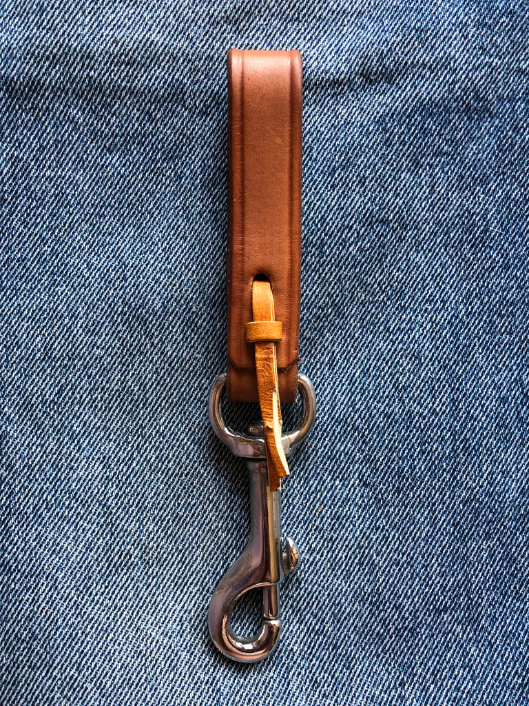 Loop Key Fob in Natural Vegetable Tanned Leather with Natural Rawhide