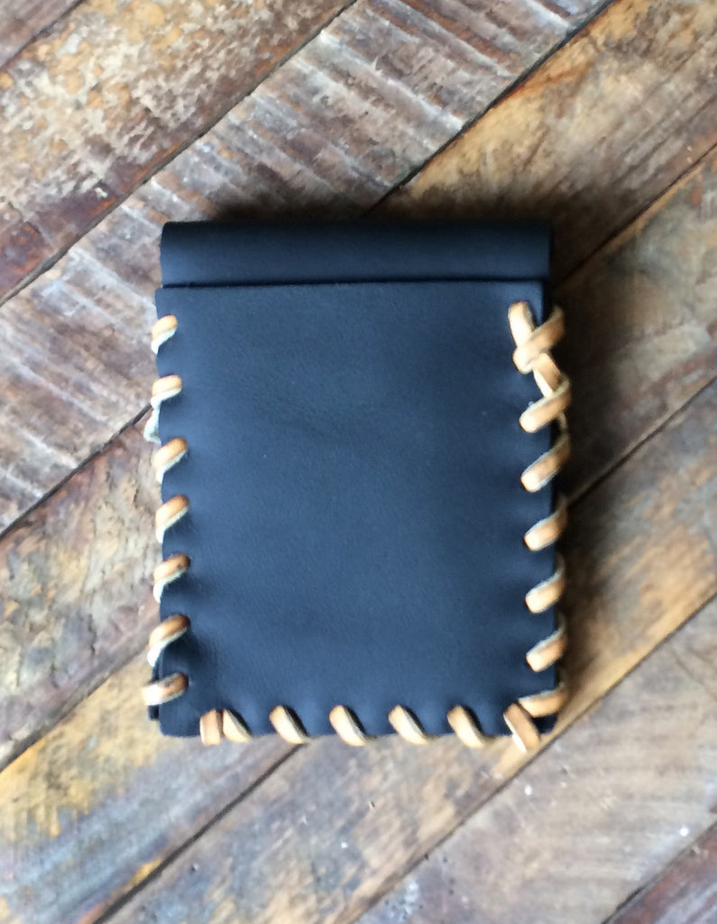Laced Wallet in Black Leather